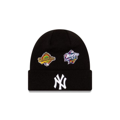 Blue New York Yankees Hat - New Era MLB World Series Patch Cuff Knit Beanie USA5419238